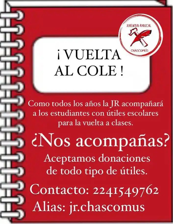 Juventud Radical de Chascomús llevada adelante una campaña de útiles escolares