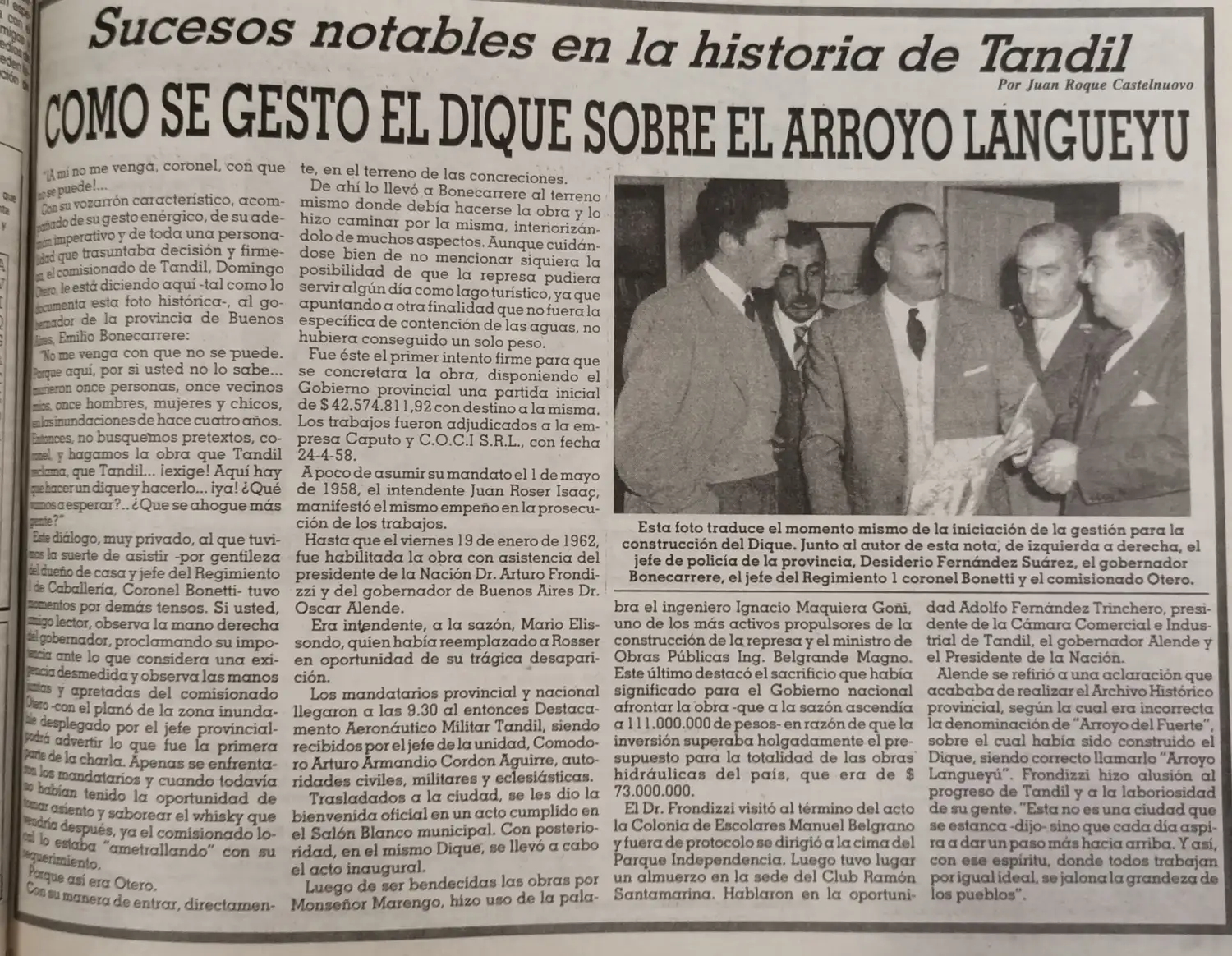 ¿Cómo se gestó el dique sobre el arroyo Langueyú?