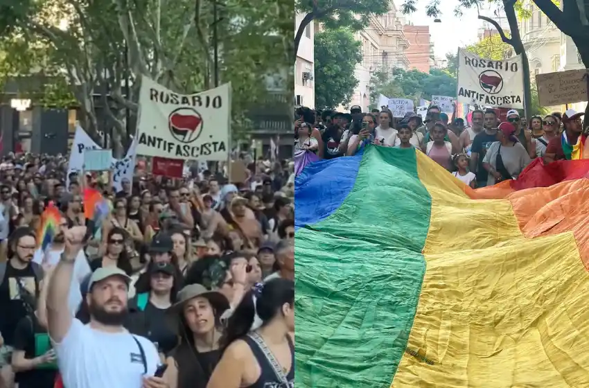 Marcha antifascista: miles de rosarinos se movilizan contra el discurso de Milei