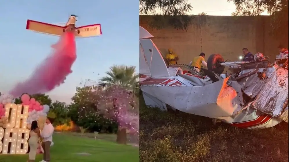 Revelaron el sexo de su bebé con una avioneta que se estrelló y el piloto murió (+VIDEO)