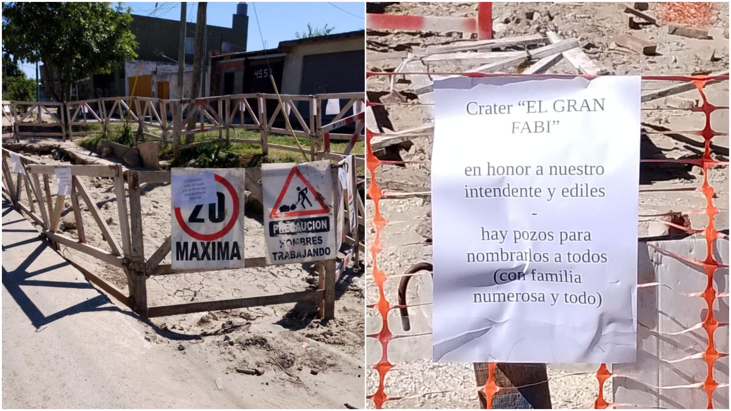 Insólito: los vecinos de Berisso bautizaron un pozo con el nombre del intendente en protesta por una obra sin terminar