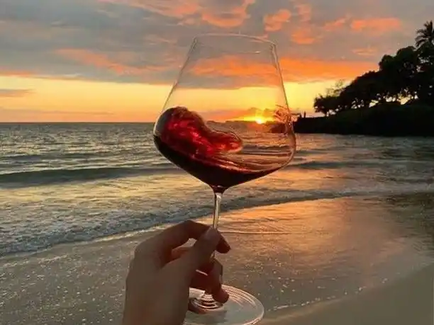 Una buena copa de vino al atardecer.