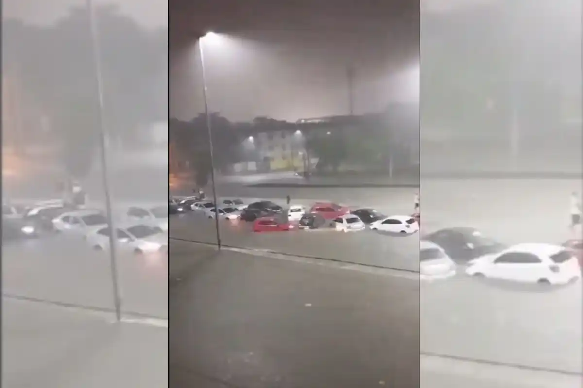 La Avenida Brasil quedó totalmente inundada