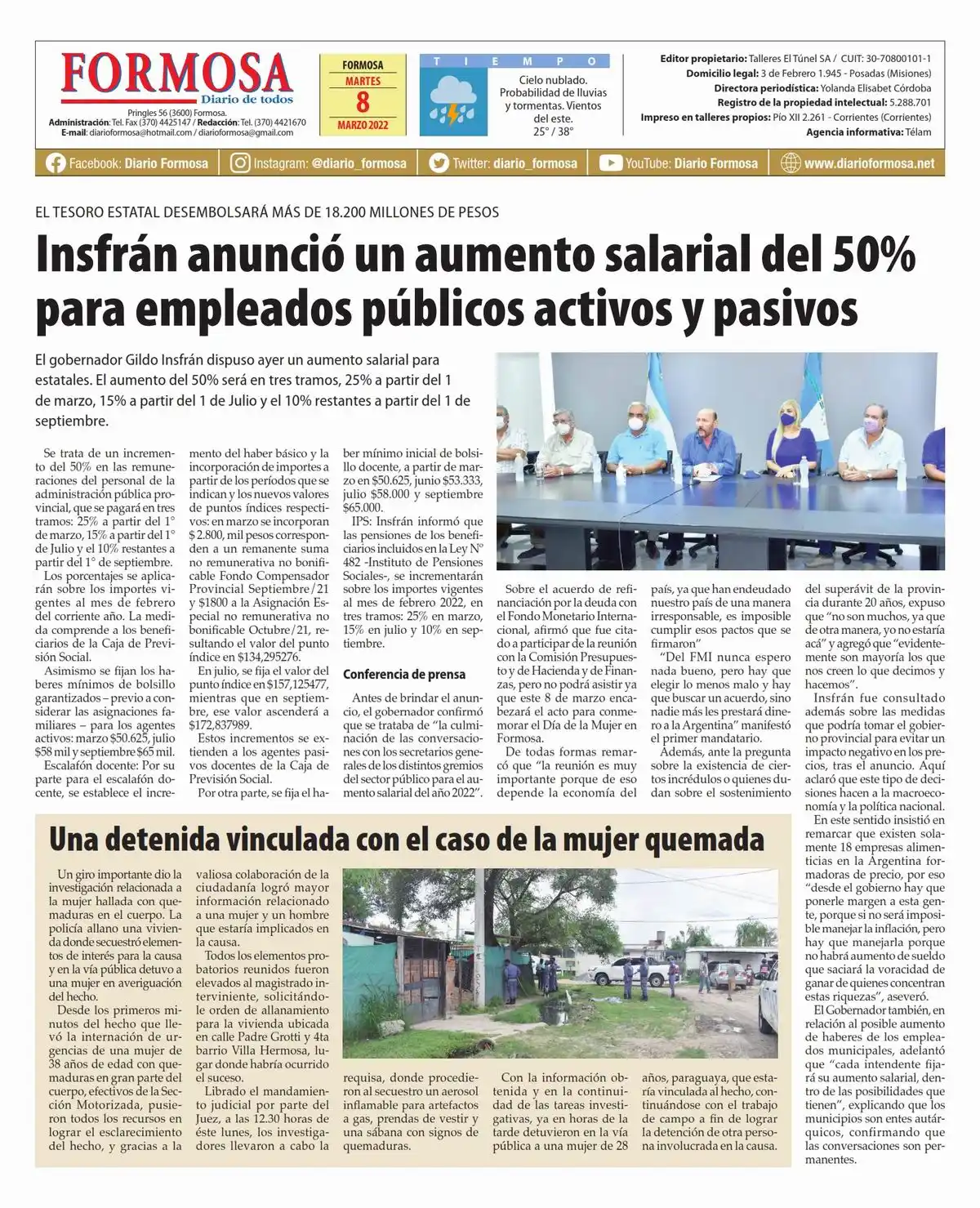 Tapa y Contratapa 8 de marzo de 2022