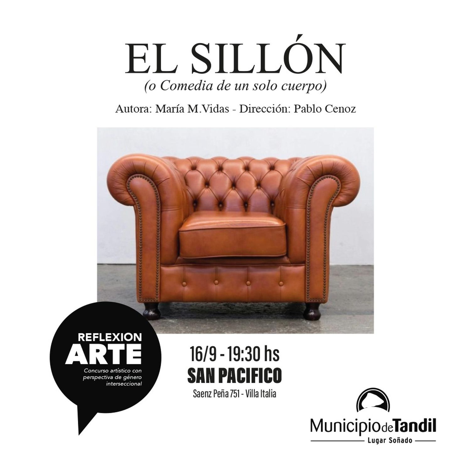 Estrenarán "El Sillón", la obra ganadora del programa ReflexionARTE.