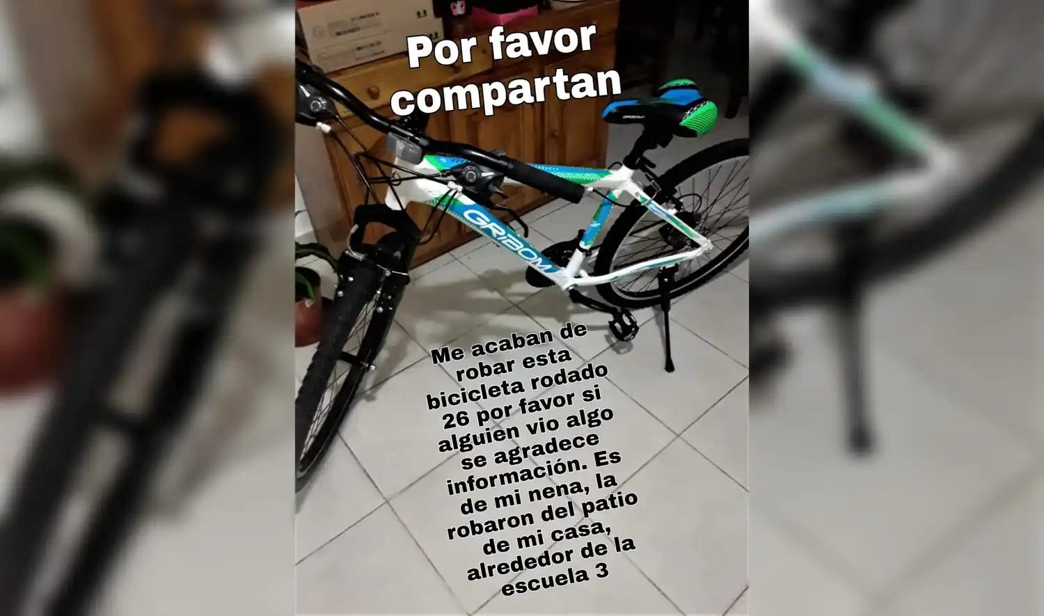 La abrieron el portón de la casa y le llevaron la bici de la hija