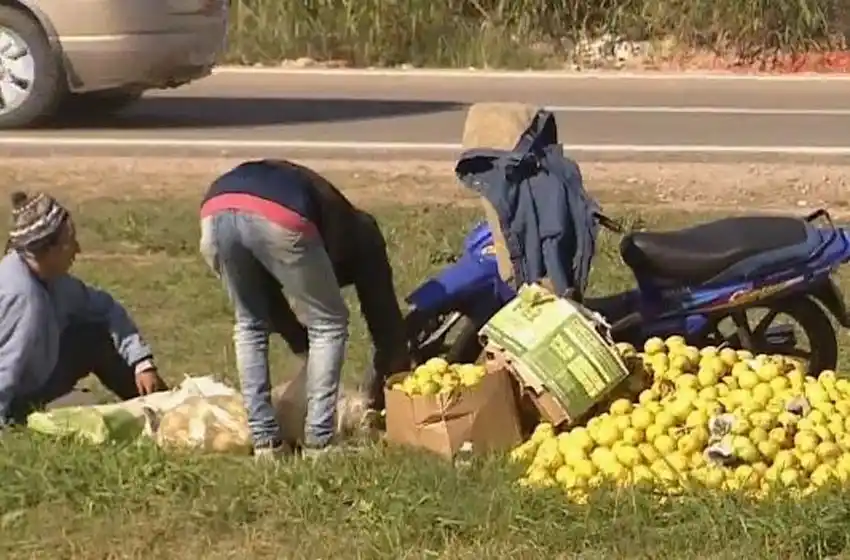 Volcó un camión y circunvalación se llenó de limones
