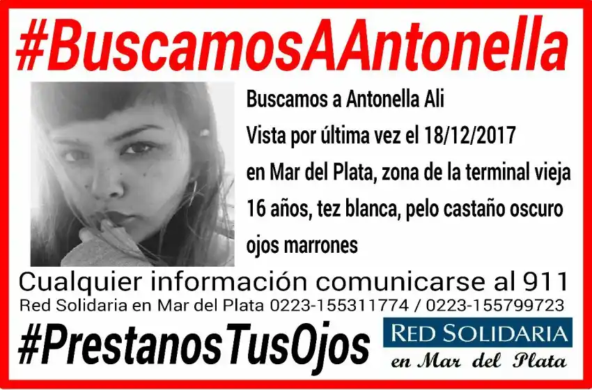 Buscan a Antonella, una joven marplatense desaparecida desde el lunes
