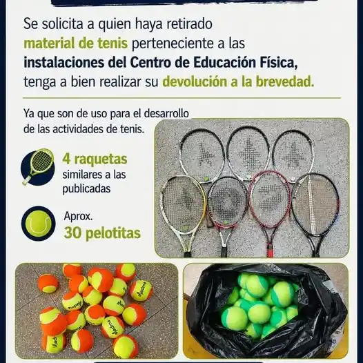 Denuncian la faltante de material de tenis del Centro de Educación Física