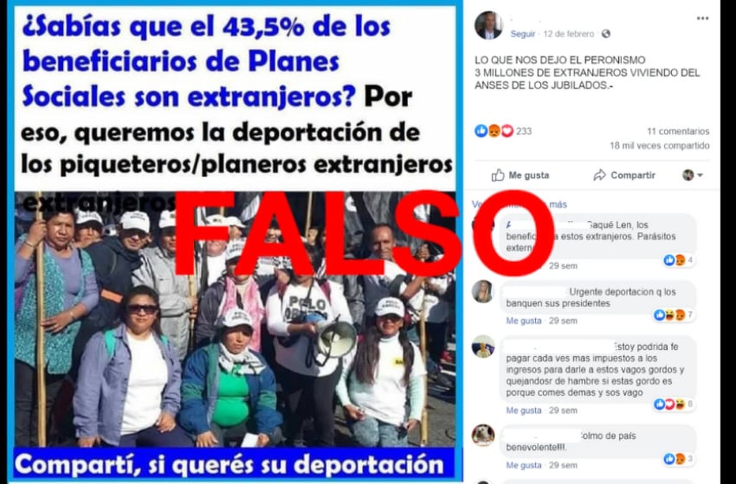 Es falso que casi la mitad de los beneficiarios de programas sociales sean extranjeros