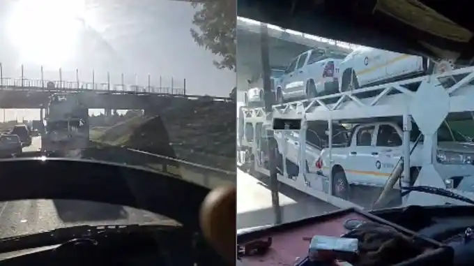 Un camión mosquito quedó atascado en un puente de Panamericana y generó demoras en Pilar