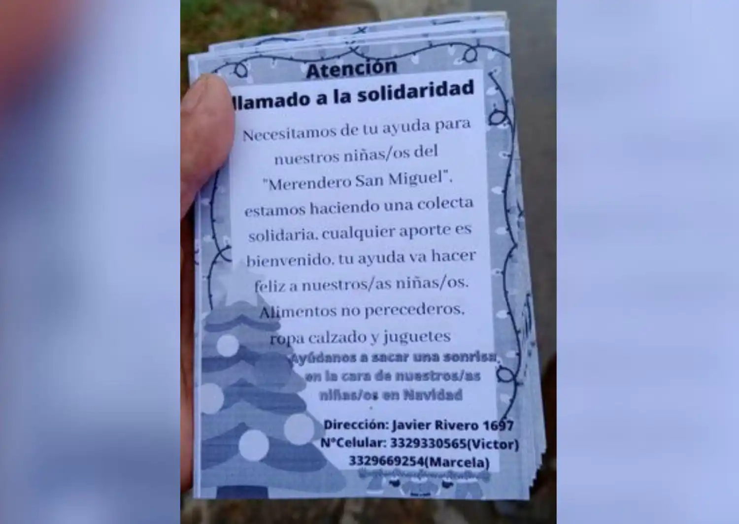 Pedido de solidaridad para el merendero San Miguel