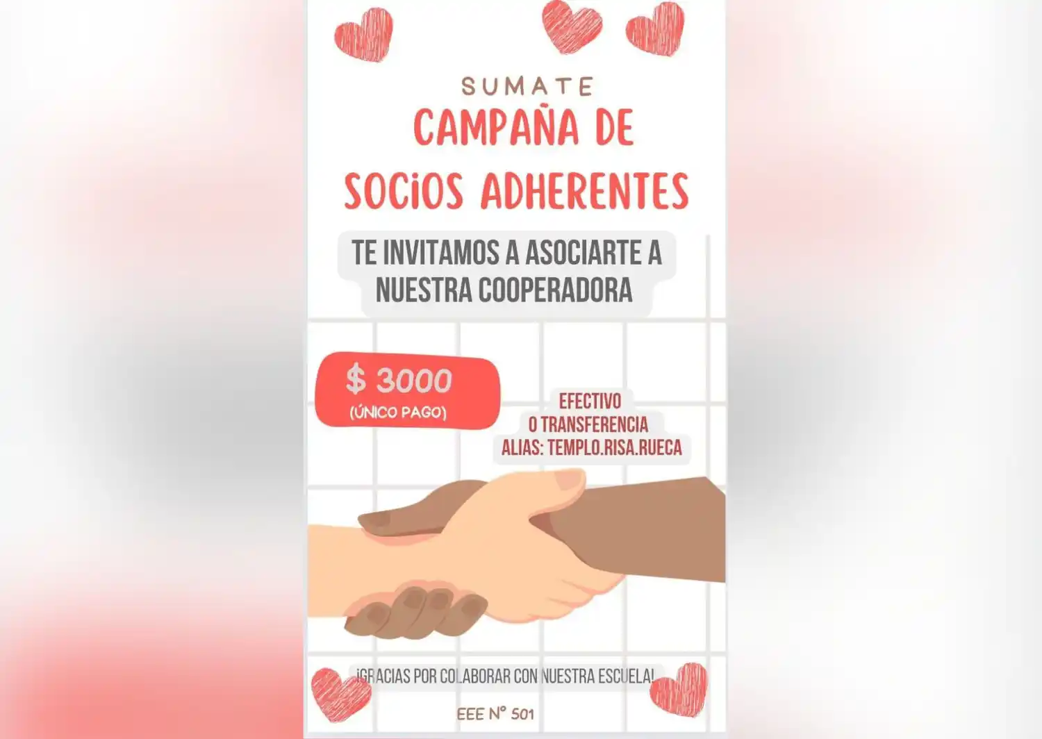 La escuela 501 organiza una campaña para recaudar socios