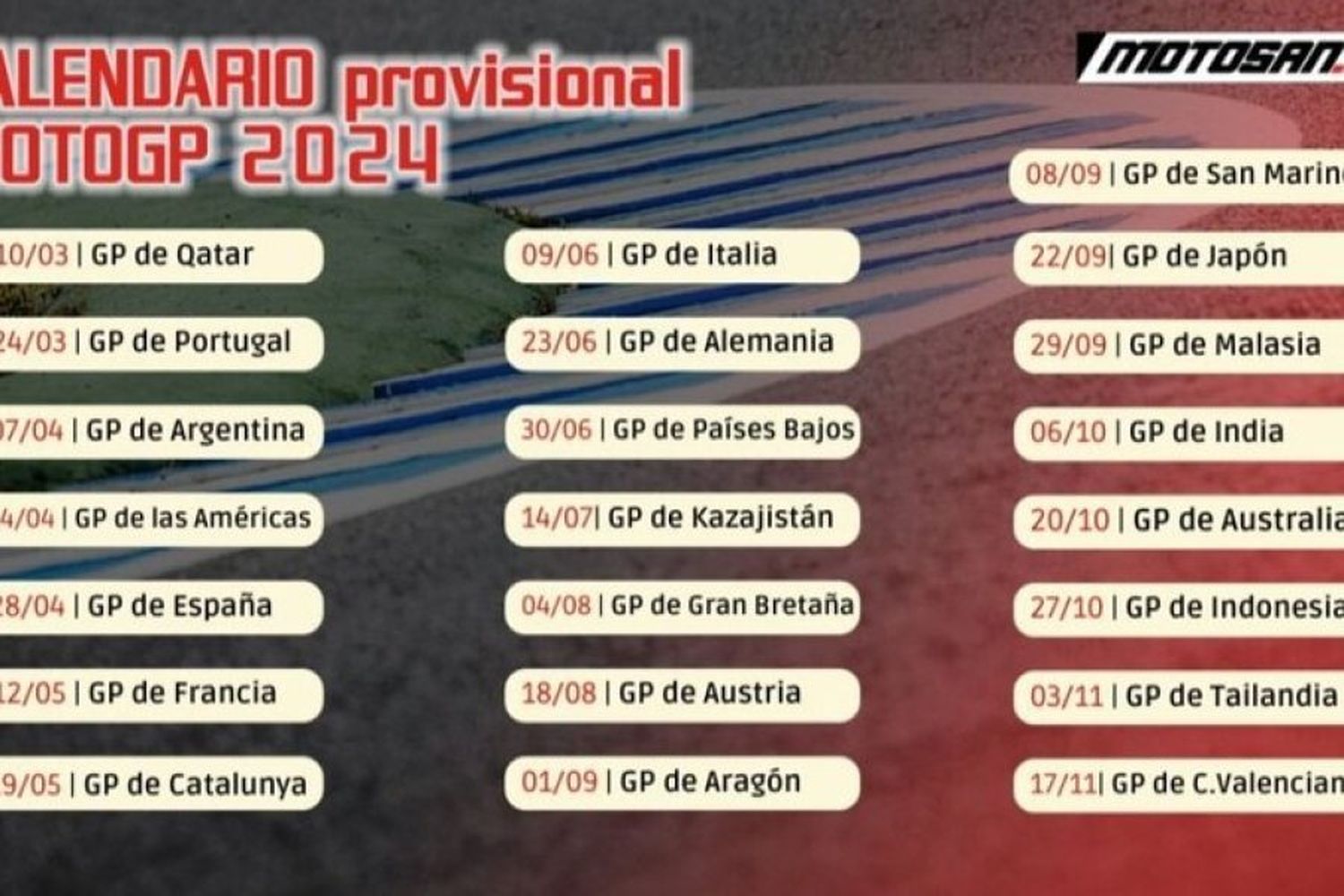 Fechas Moto GP 2024