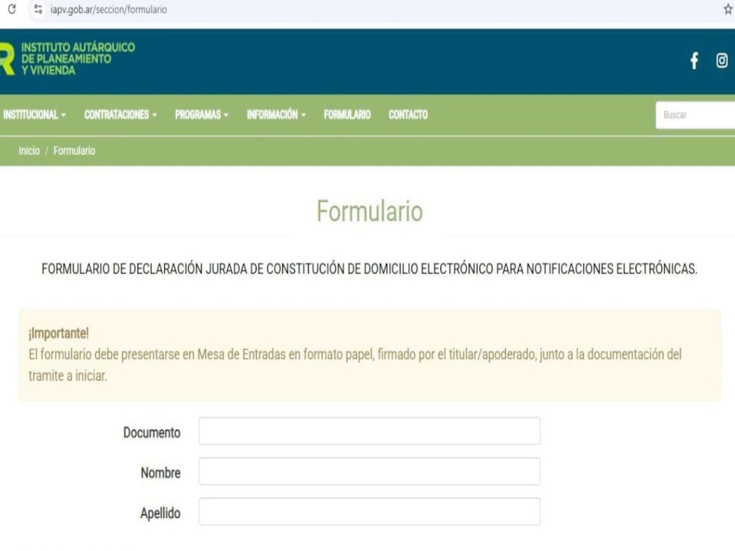 El IAPV implementa un formulario de notificaciones electrónicas