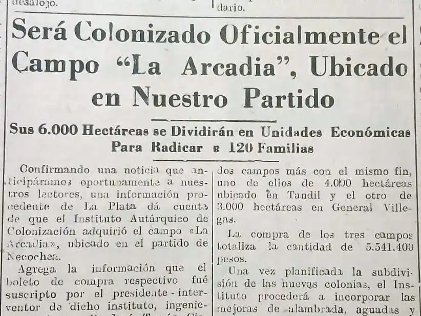 Las colonias agrícolas llegaban a Necochea
