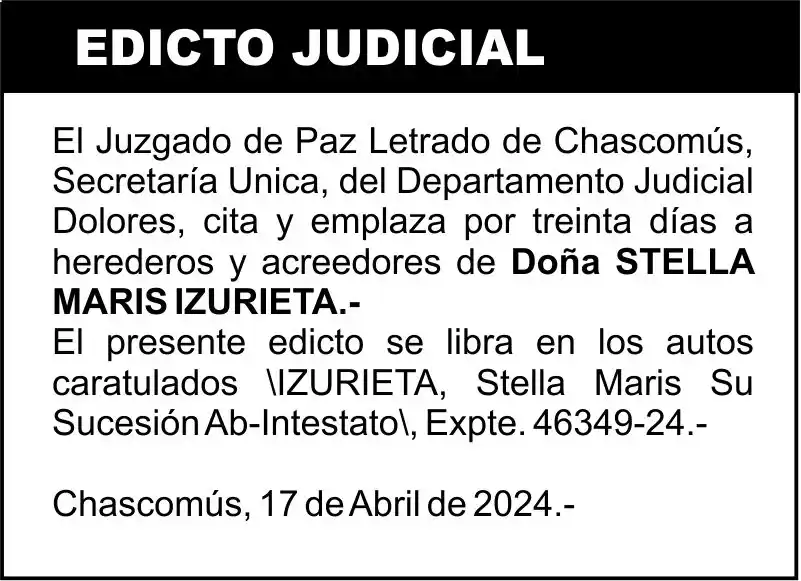 IZURIETA, Stella Maris Su Sucesión Ab-Intestato