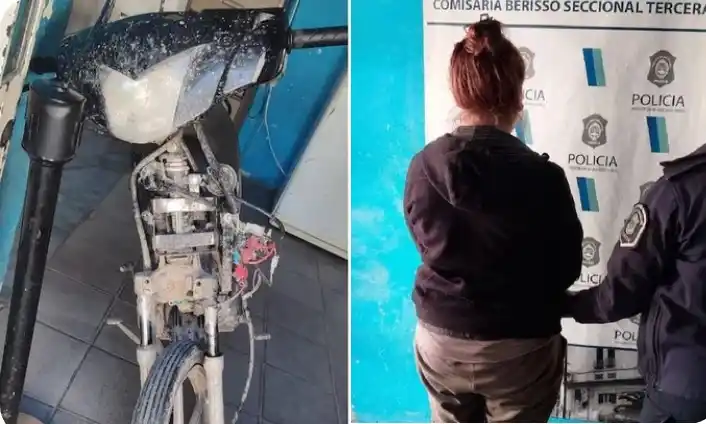 Detuvieron a su novio, lo fue a buscar a la comisaría con una moto robada: Terminó presa