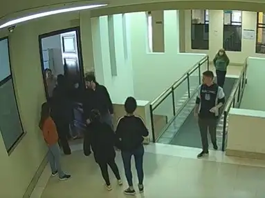 Así irrumpía la legisladora kirchnerista Maria Bielli al despacho de Yamil Santoro.