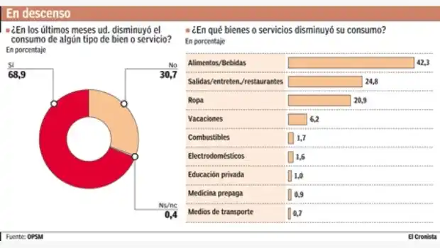 El 68% de los argentinos redujo el consumo en los últimos meses
