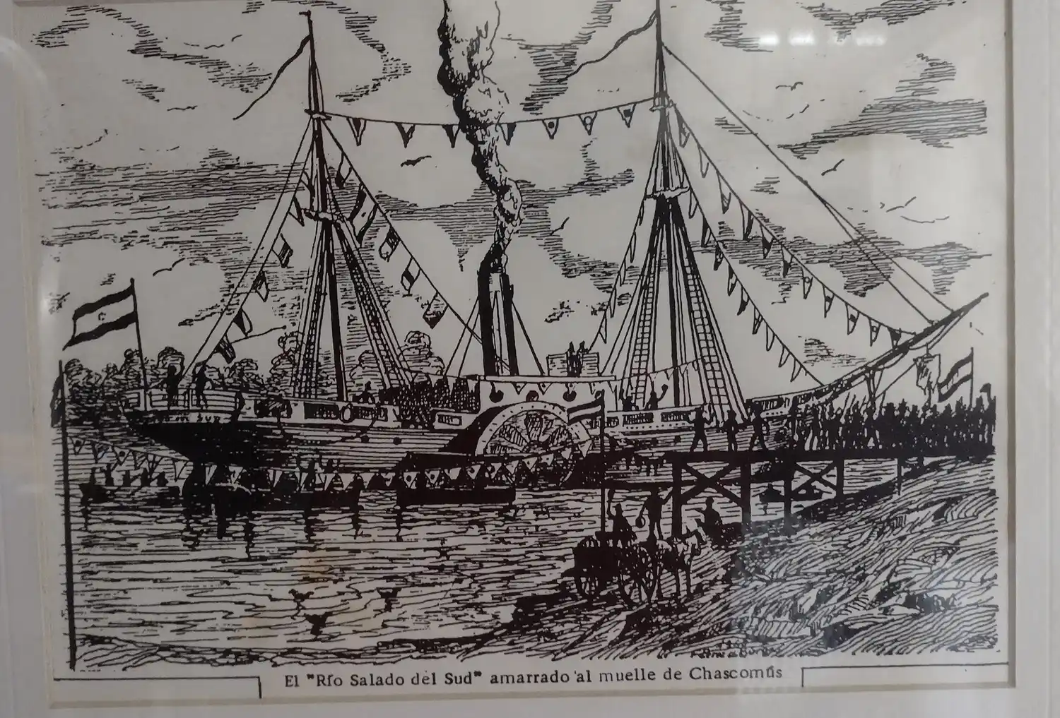 La histórica llegada del vapor Río Salado a Chascomús: Un hecho inédito en medio de una gran inundación