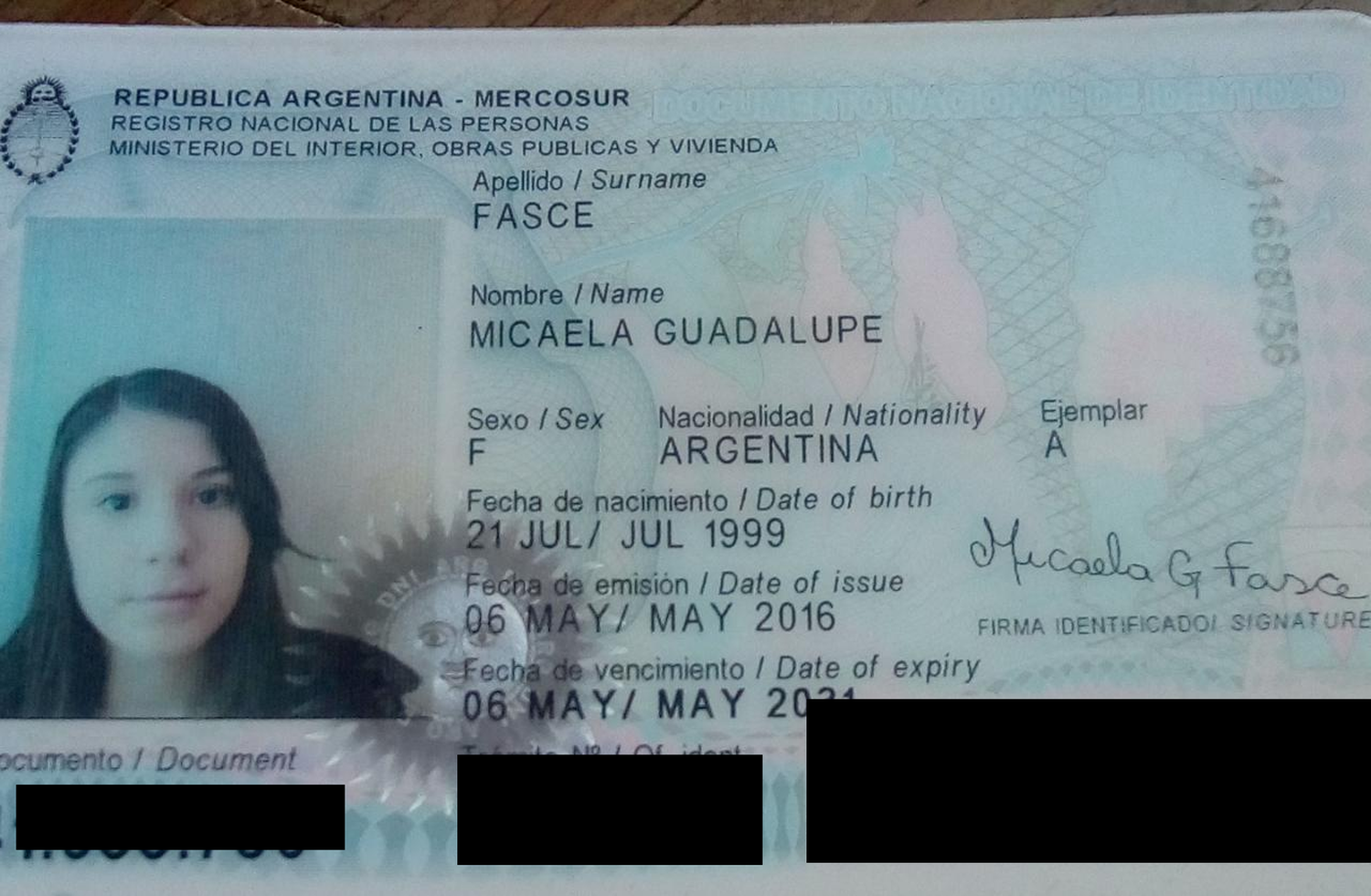 Encontraron el DNI de Micaela Fasce