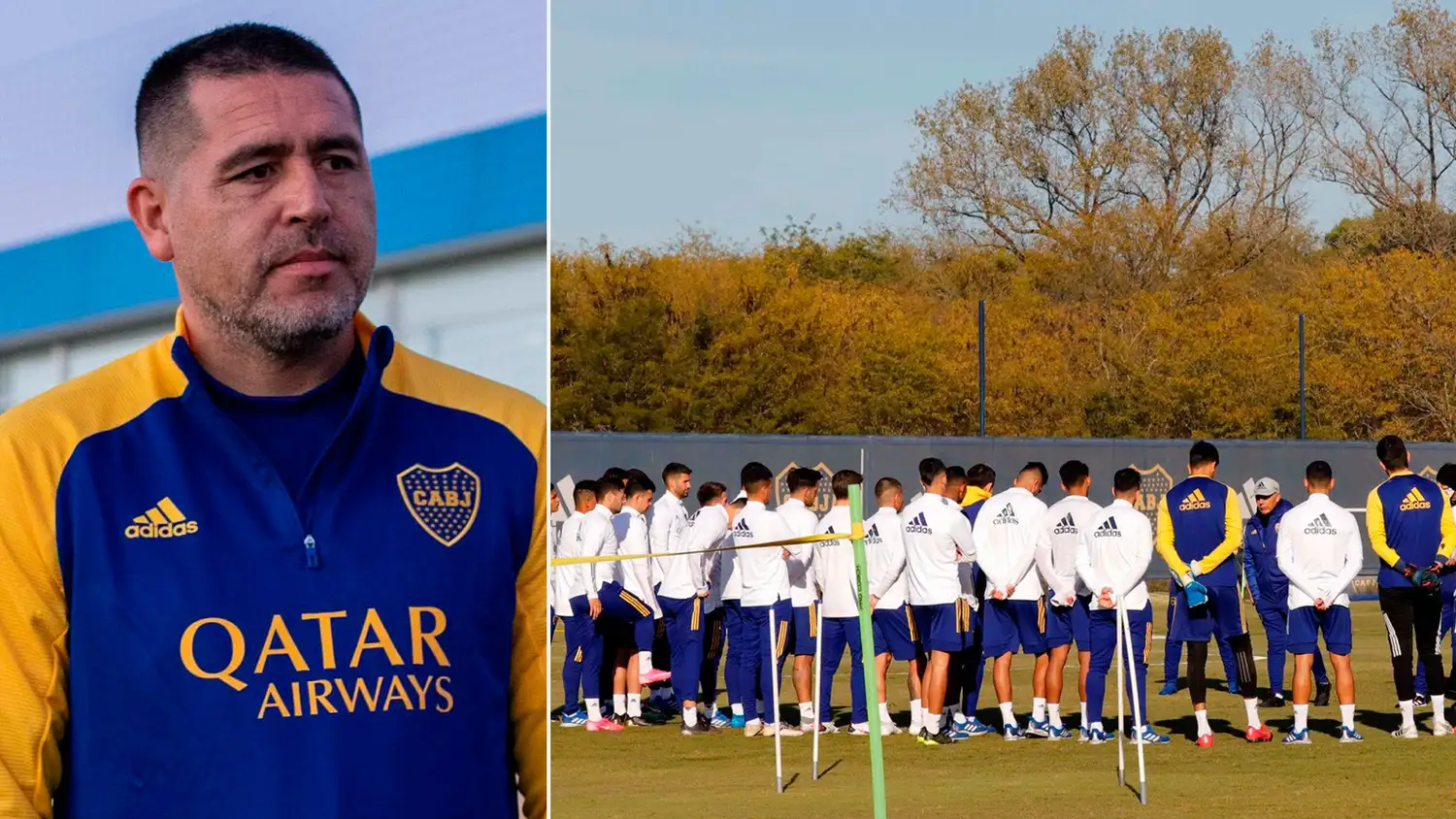 Riquelme esperó al plantel en Ezeiza, en la madrugada