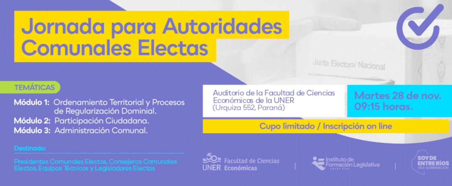 Está abierta la inscripción para la Jornada para autoridades comunales electas