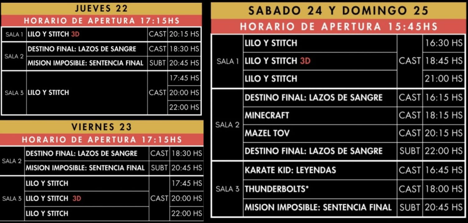 Dias y horarios