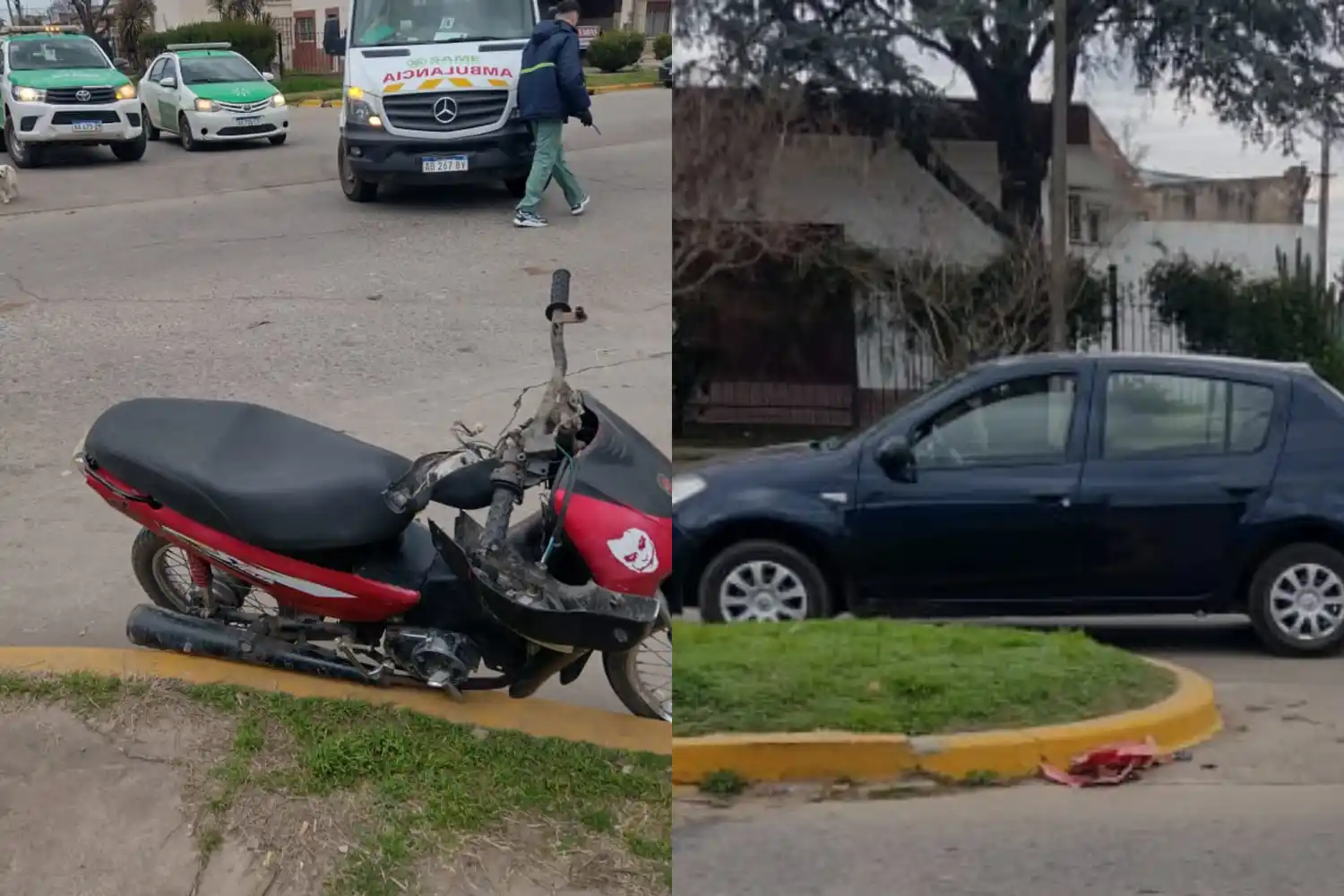 Los motociclistas chocaron con un Renault Sandero.