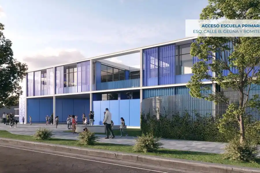 Son más de 12 mil metros cuadrados con un núcleo central que articula la escuela primaria y la escuela secundaria. Tiene un sector urbanístico de mucho impacto, porque va a contar con mas de 3 mil metros cuadrados en patios y plazas.