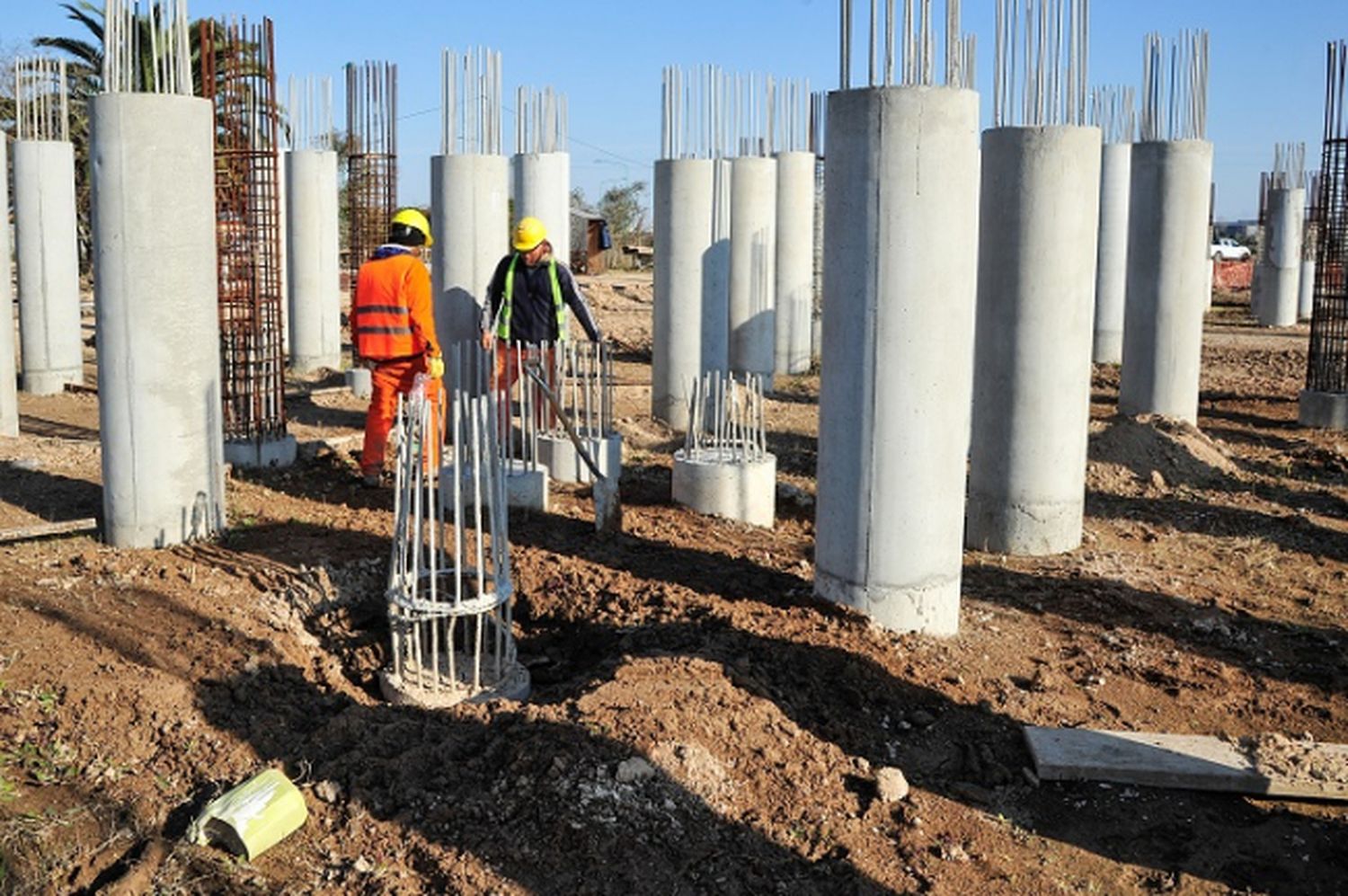 Obra de la planta potabilizadora en Punta Lara