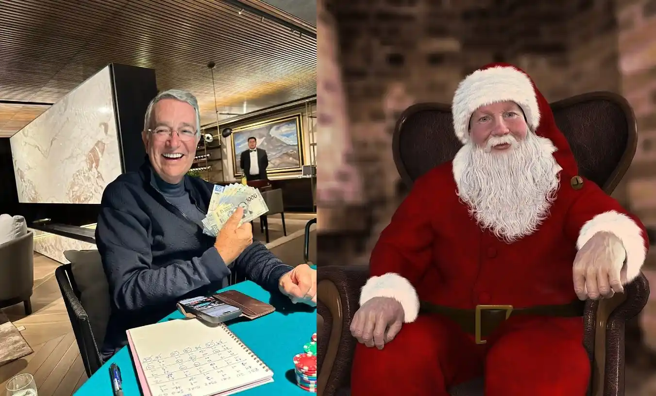 Papá Noel Multimillonario celebra con todos sus empleados