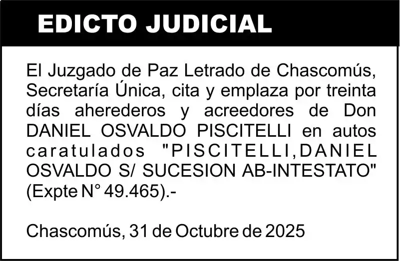 PISCITELLI,DANIEL OSVALDO S/ SUCESION AB-INTESTATO