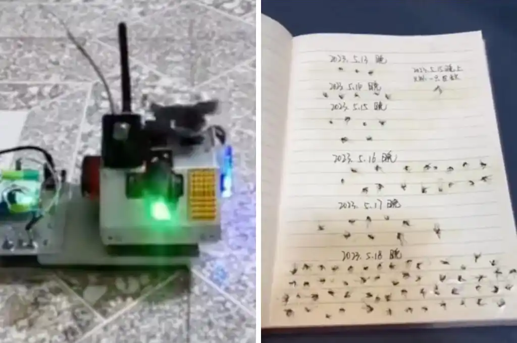 El inventor fusionó un radar modificado de un auto eléctrico y un puntero láser de alta potencia.