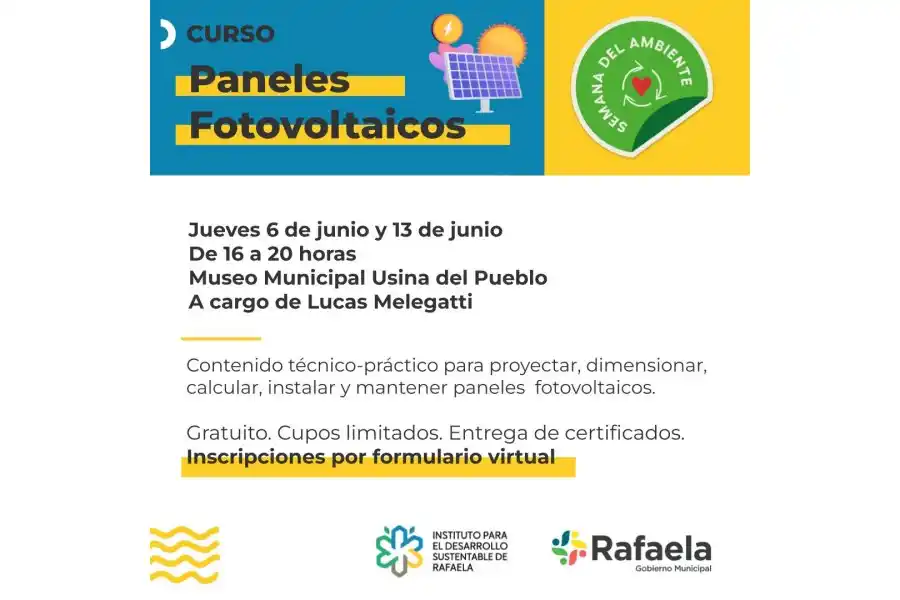 Convocatoria para el curso de instalación y mantenimiento de paneles fotovoltaicos