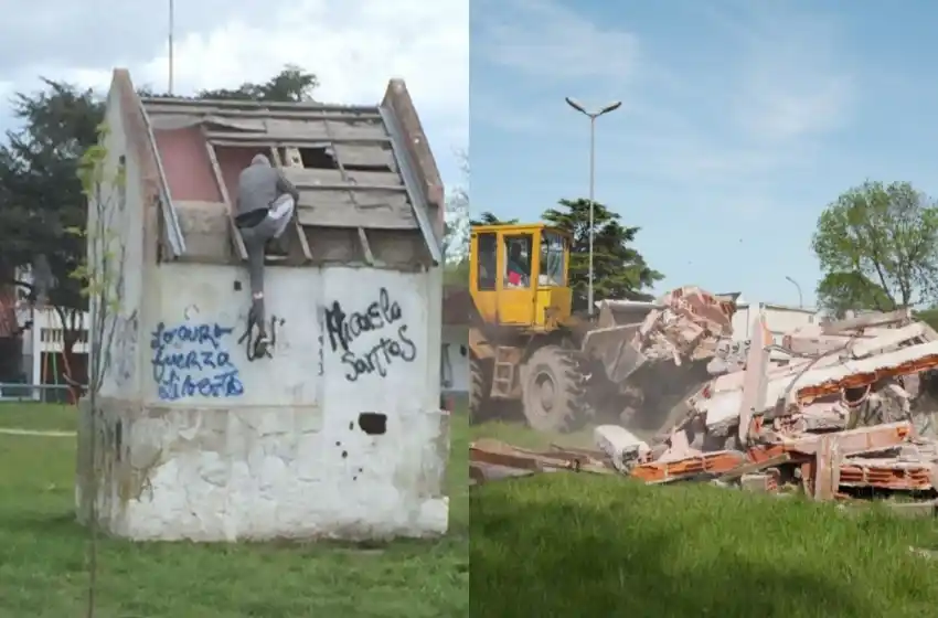 Tras el pedido de vecinos, demolieron una construcción abandonada en la plaza Jorge Newbery