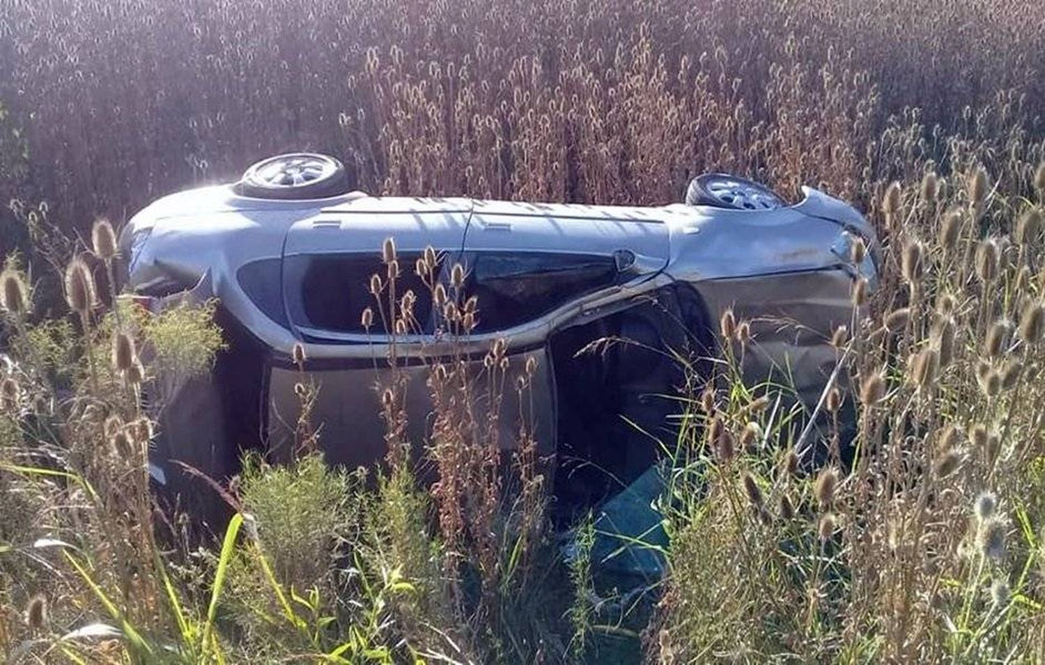 Un auto volcó en la ruta 23