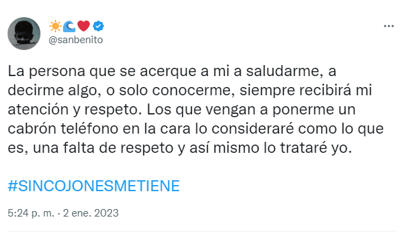Con este tuit, Bad Bunny justificó su acción. Foto Twitter