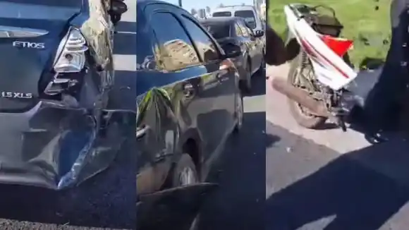 Choque múltiple en Brandsen y la Costa: tres autos, una camioneta, una moto y dos personas asistidas