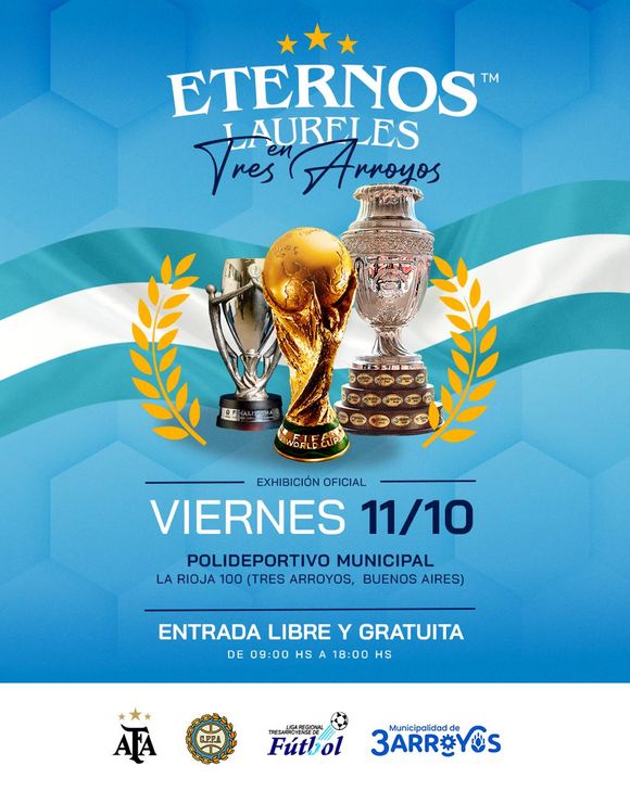 Las copas de la Selección Argentina llegan a Tres Arroyos