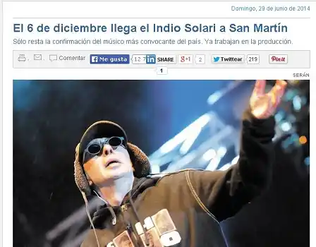 Aseguran que el Indio Solari se presentará el 6 de diciembre en Mendoza 