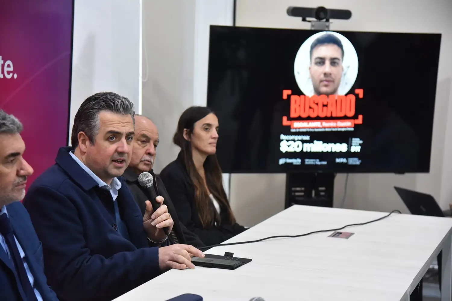 El Ministro de Seguridad en el momento del anuncio.