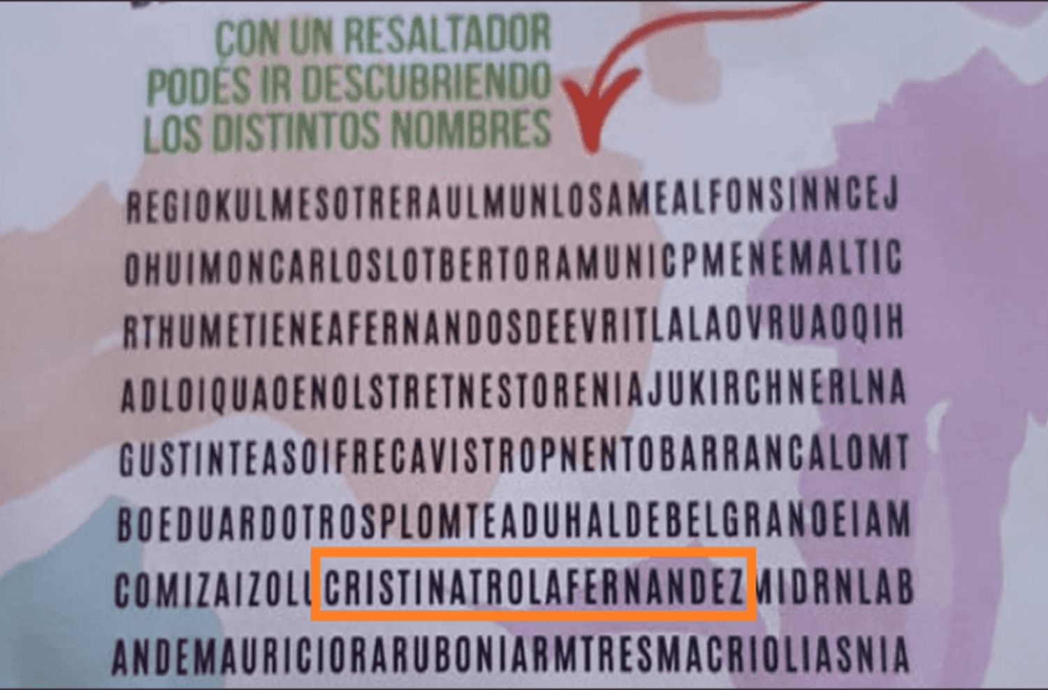 Detectan insulto a Cristina Fernández de Kirchner en una sopa de letras que el Concejo distribuye a niños