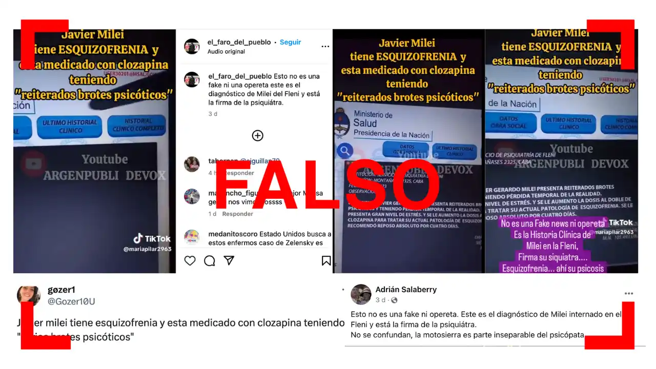 La historia clínica de Javier Milei que aparece en este video sobre una web del Ministerio de Salud es falsa