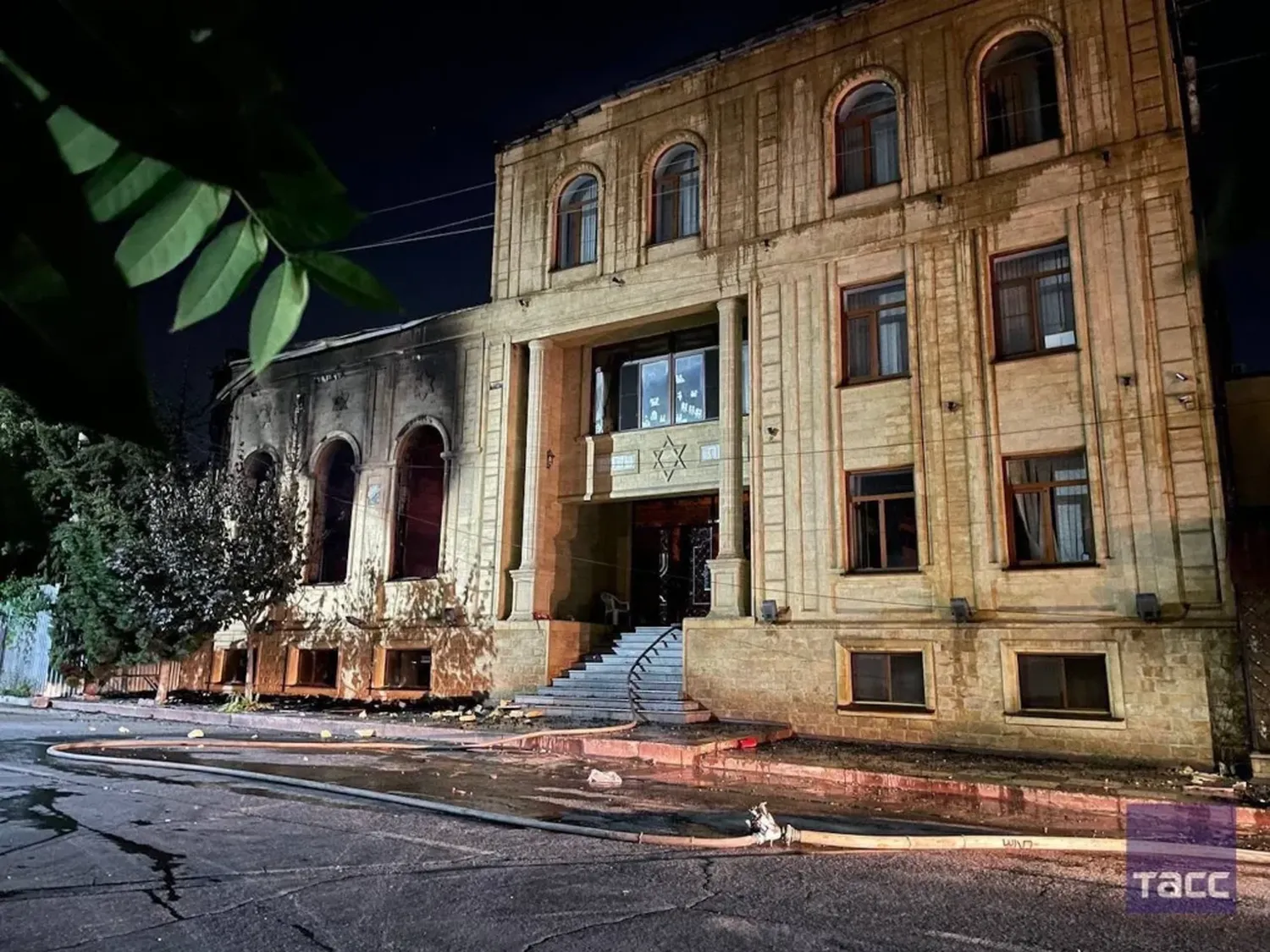 The aftermath of an attack at a synagogue in Derbent, Dagestan.