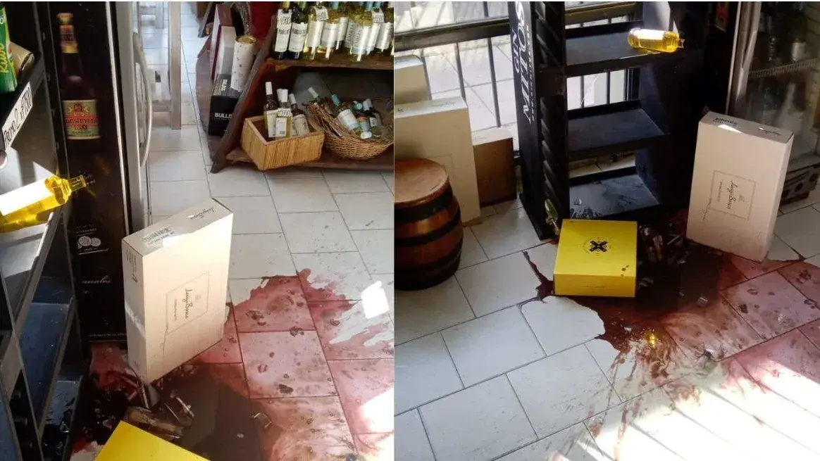 Vandalismo en una vinoteca céntrica.