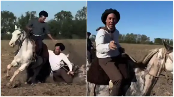 Del campo al celular: el domador de caballos de Chacabuco que la rompe en redes tras una caída viral