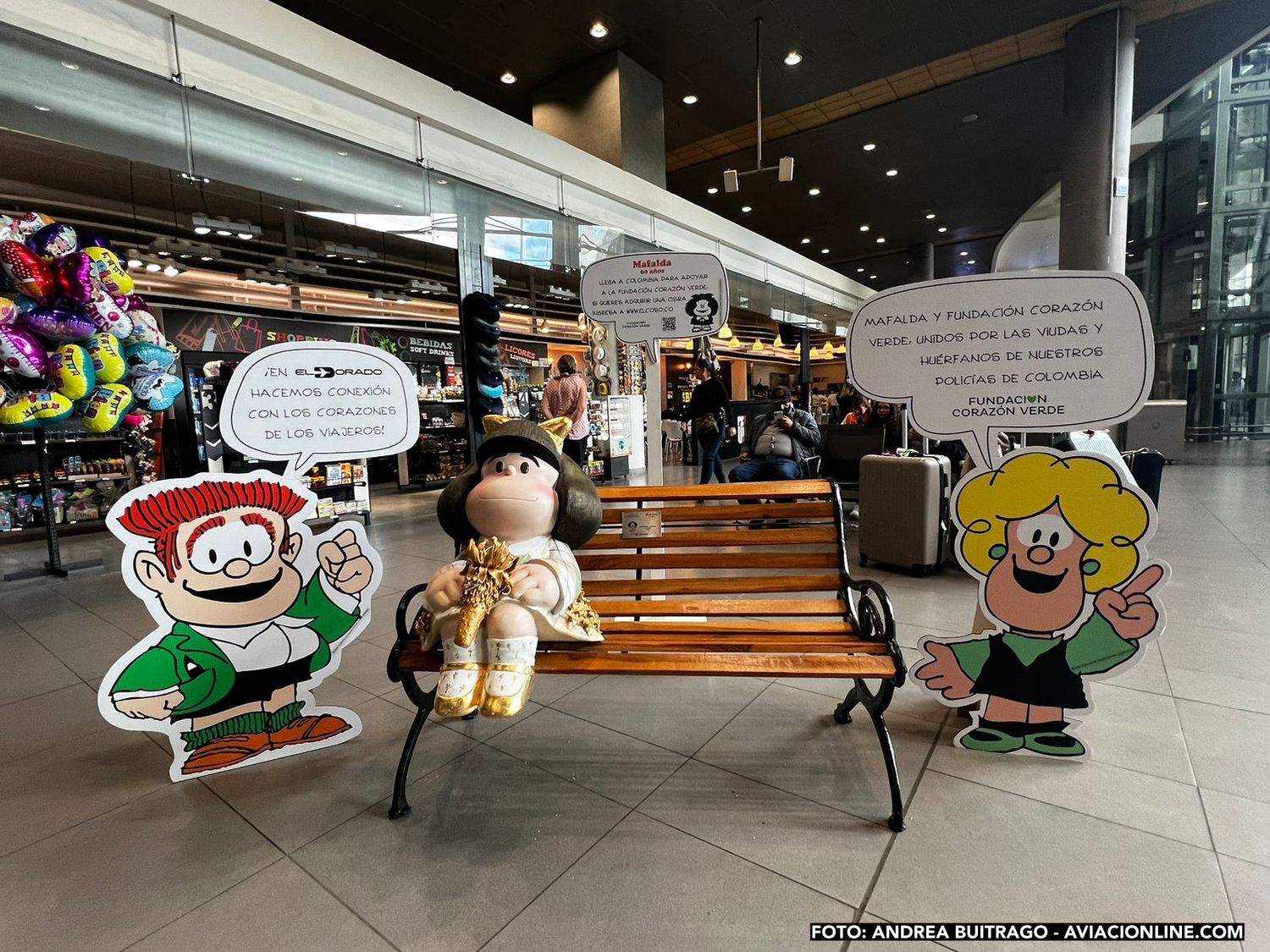 Mafalda aterriza en el aeropuerto El Dorado para celebrar sus 60 años