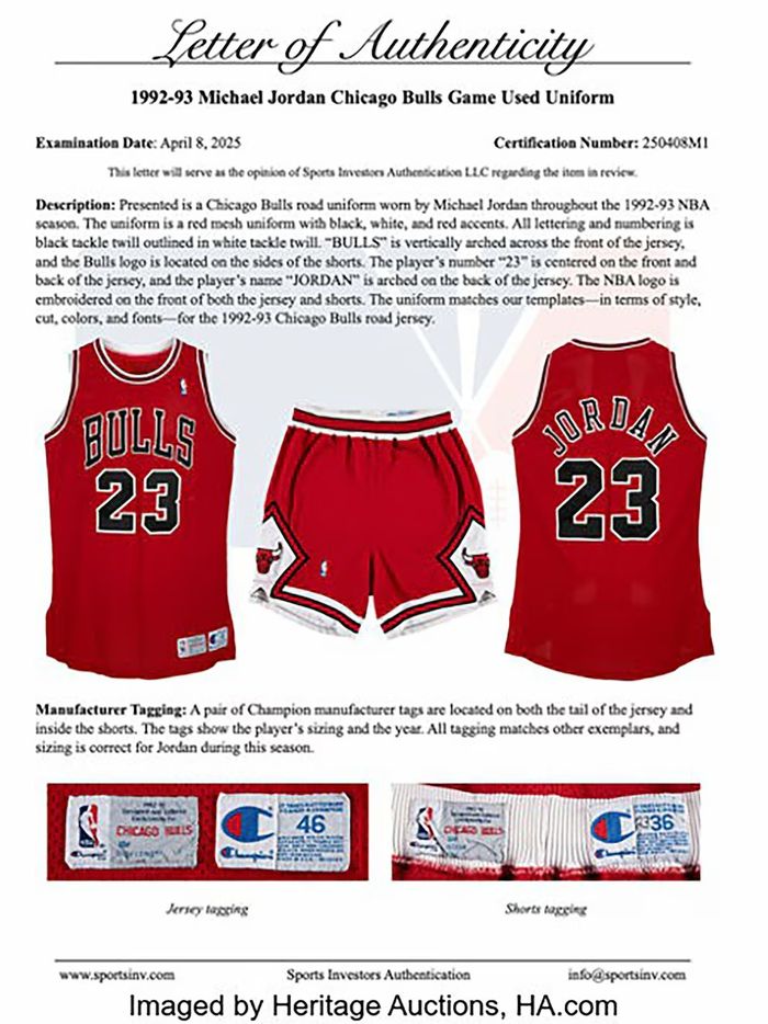 La carta de autenticidad (Heritage Auctions)